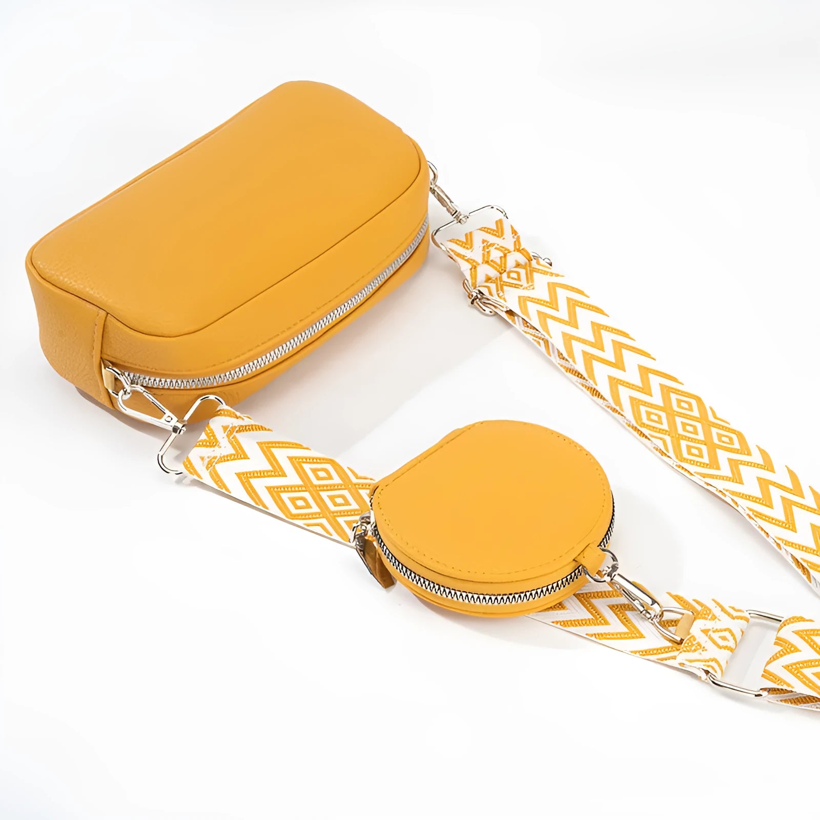 Women's soft PU one-shoulder crossbody bag in horizontal square shape with zippered compartment