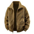 Men's loose casual fleece-lined winter jacket with cotton shell, army green, bag cover seam pockets