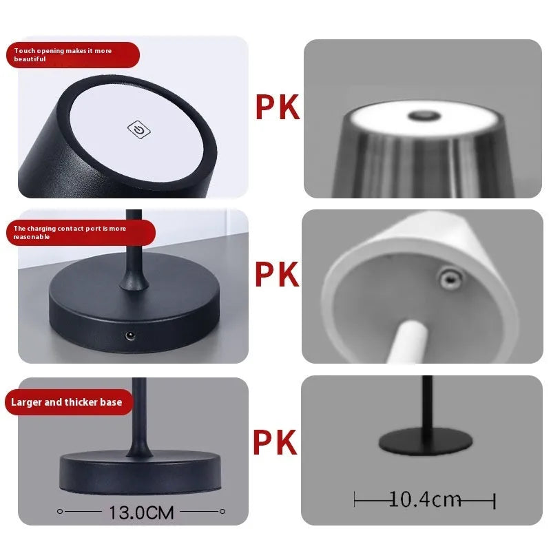 Round bottom metal table lamp with USB charging in black, American retro style for restaurant use
