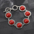 Turquoise ethnic style cuff bracelet in Green, Red, or Silver with ancient silver tone finish, 6.5cm diameter