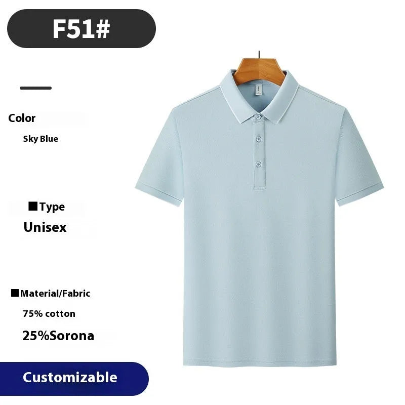 Men's solid colour cotton work shirt with lapel and short sleeves in loose fit for summer