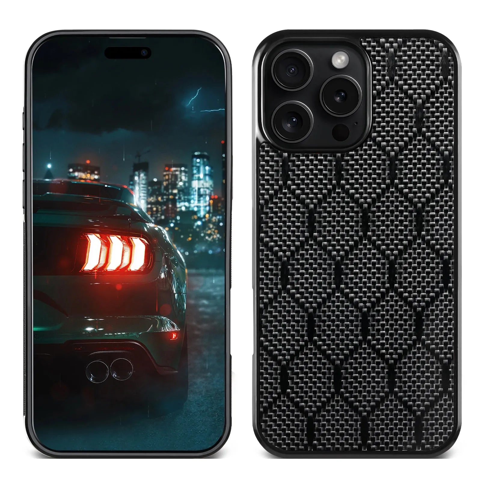 Honeycomb pattern shockproof phone case for iPhone 12-17 series with black polycarbonate back and TPU edges