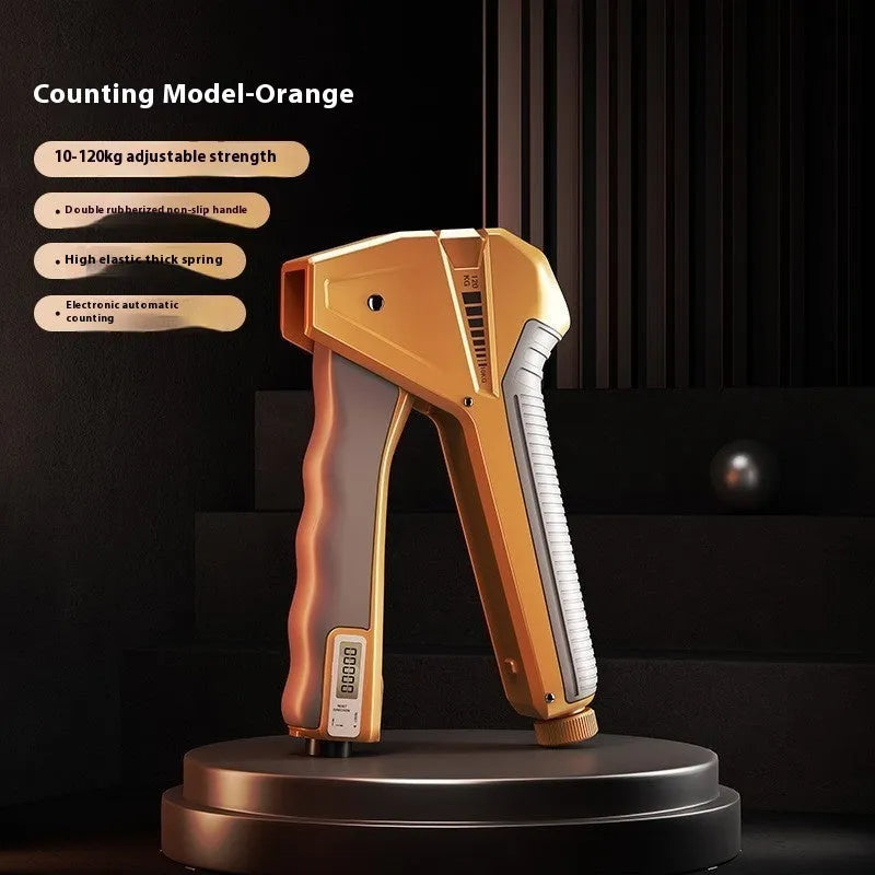 Second generation adjustable hand grip strengthener with mechanical counter showing 5-60kg resistance scale