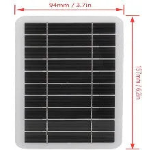 2W 5V solar panel charger with USB port measuring 157 by 94mm in PET casing