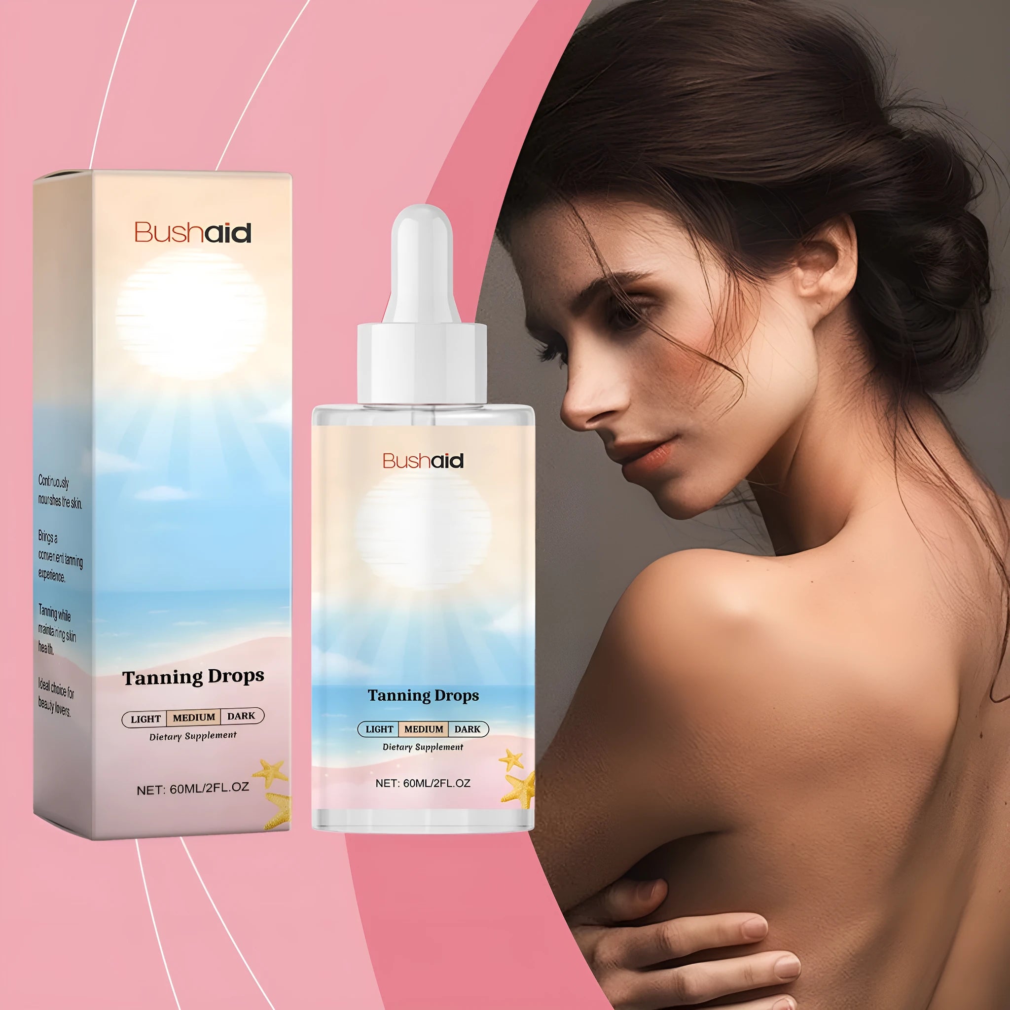 60ml tanning drops bottle with dropper for body care and sun-free tanning