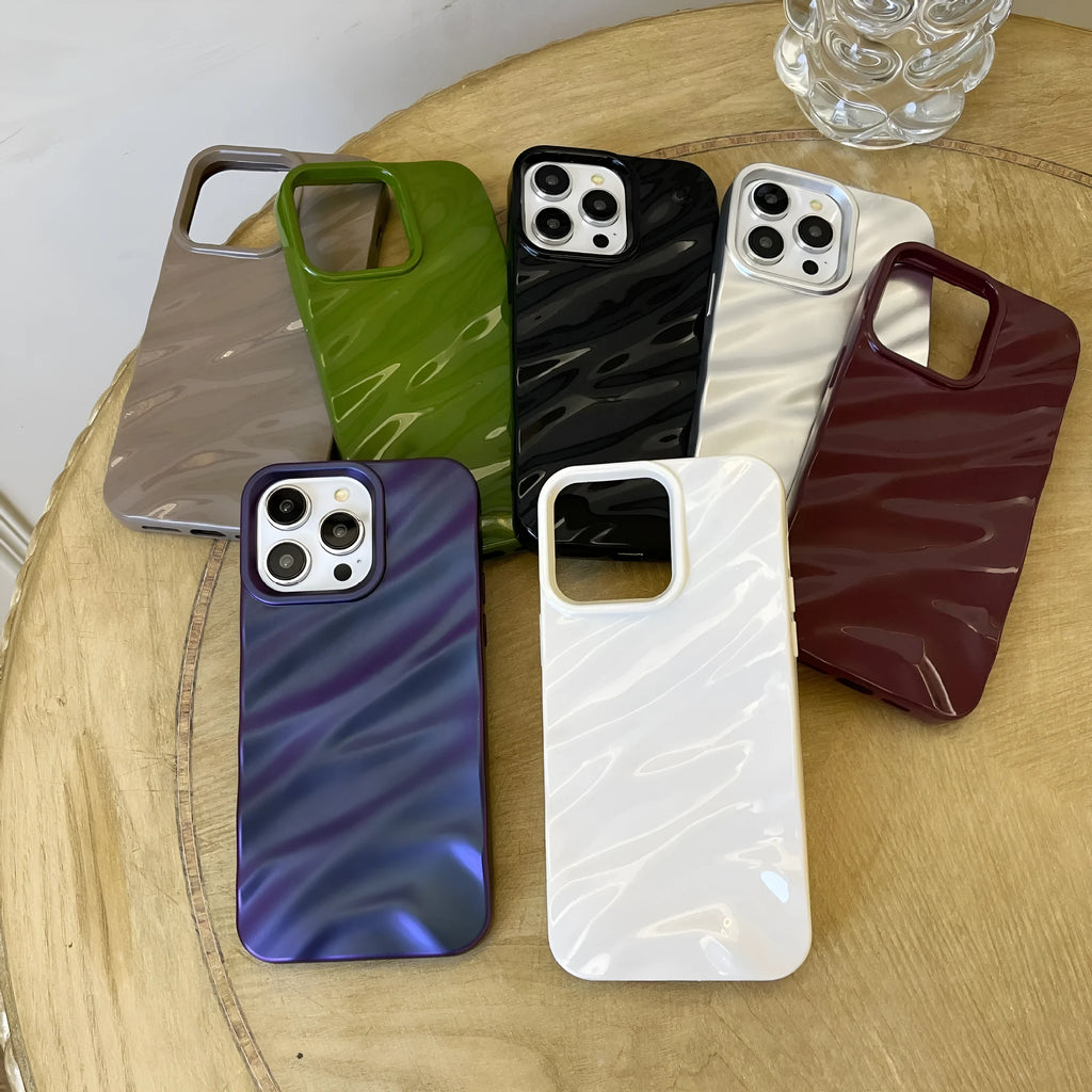 Wave pattern TPU phone case for iPhone 17 series in burgundy colour showing textured back design