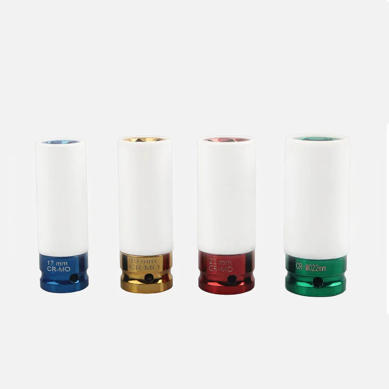 45# steel hexagon impact socket for pneumatic wrench in 17mm, 19mm, 21mm, or 22mm size