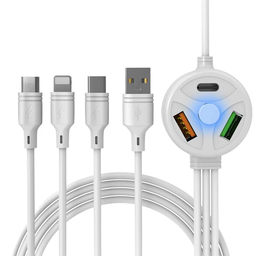 1.2m mobile phone charging cable with multiple USB connectors including TYPE-C