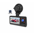 Black G50 dash cam with 3-inch touch screen shown mounted on a car windshield.