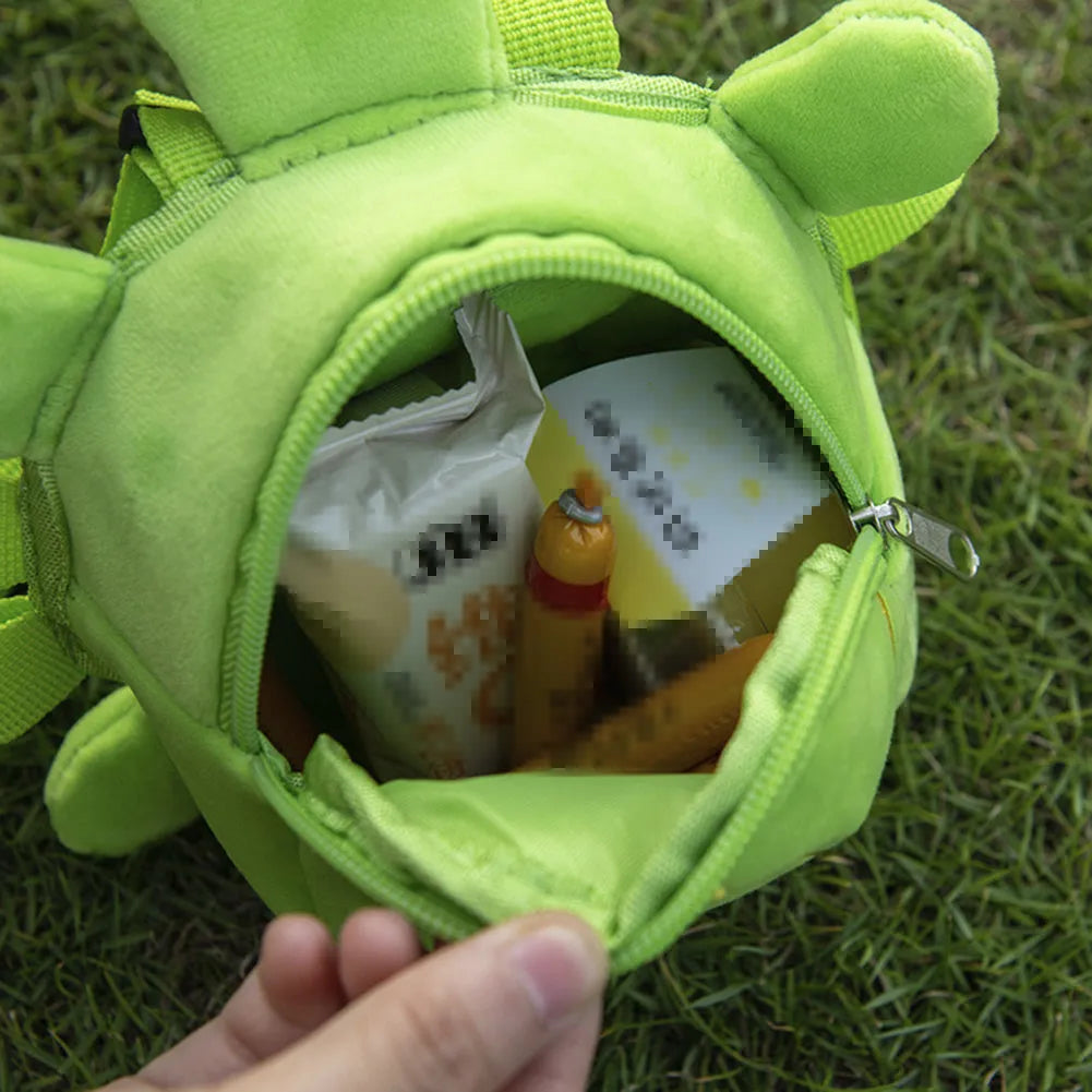 Cartoon turtle shape dog backpack harness in velvet with no-pull vest and metal zipper