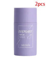 Green tea and eggplant solid clay mask sticks in 40g format for facial skin care.