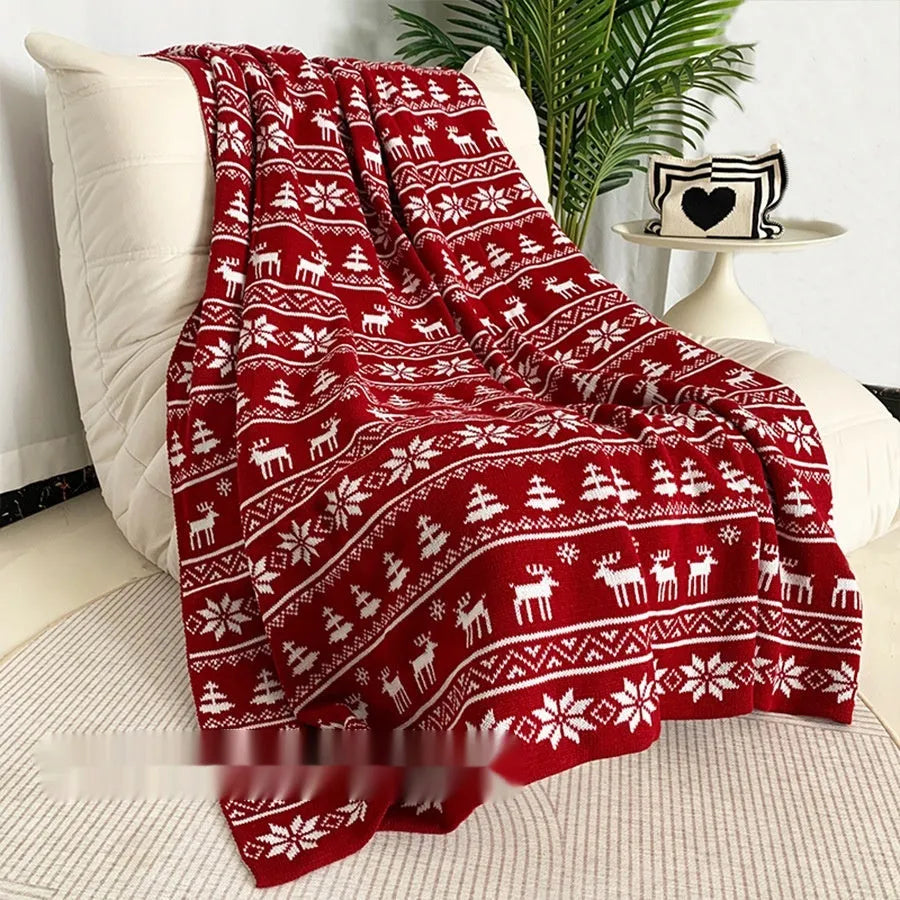 Personalised acrylic Christmas blanket with reindeer pattern, size 110x130cm