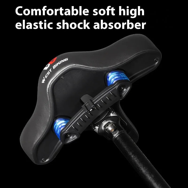 Black bicycle seat cushion made of leather and thick foam