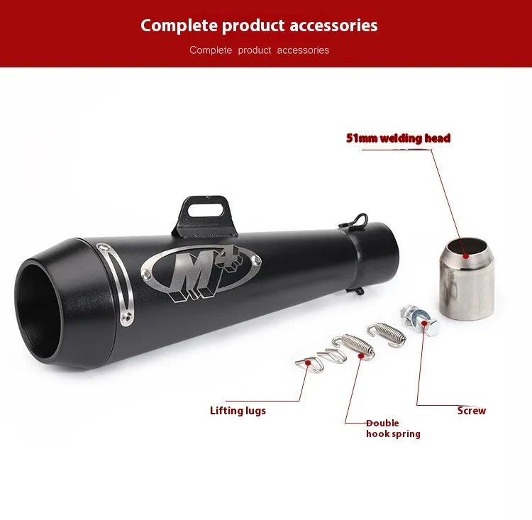 Universal M4 style motorcycle exhaust pipe in various colour options for large displacement bikes.