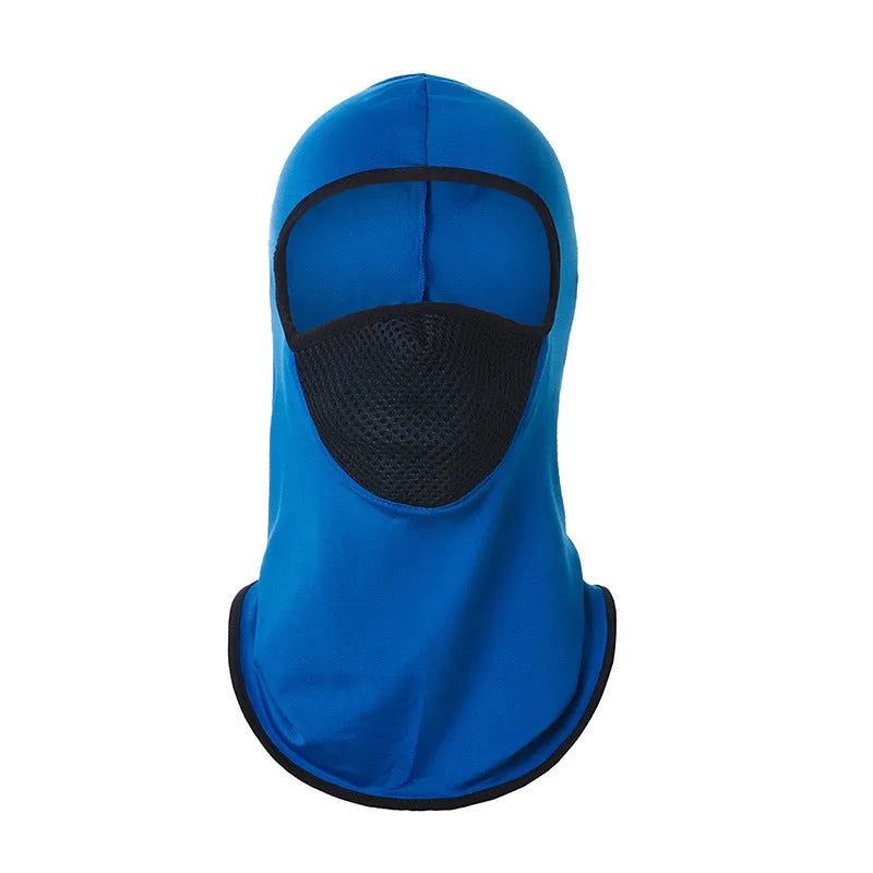 Polyester ice silk printed breathable headgear mask in black, one size 24x42cm, for outdoor sunscreen and windproof use