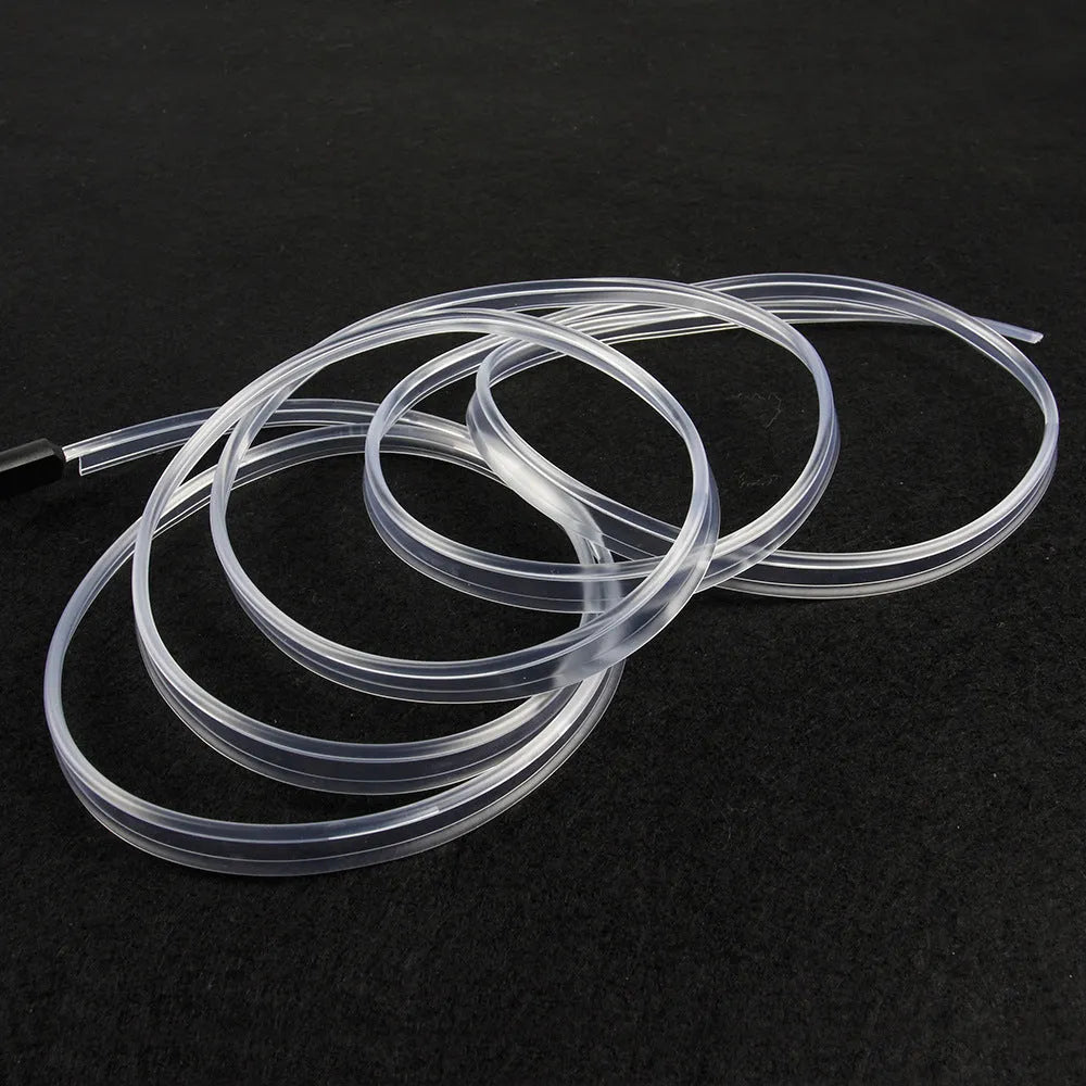 Universal car EL ambience light strip with USB connector in colourful illuminated state