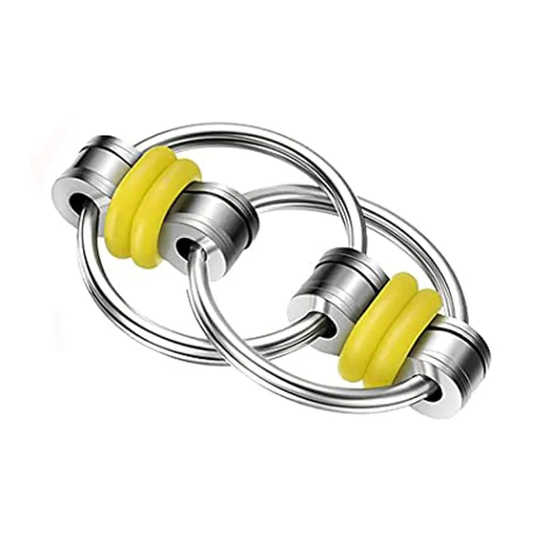 Iron bicycle chain toy keychain, 16.5G, decompression fidget keyring in black, blue, red, green, orange, purple or yellow