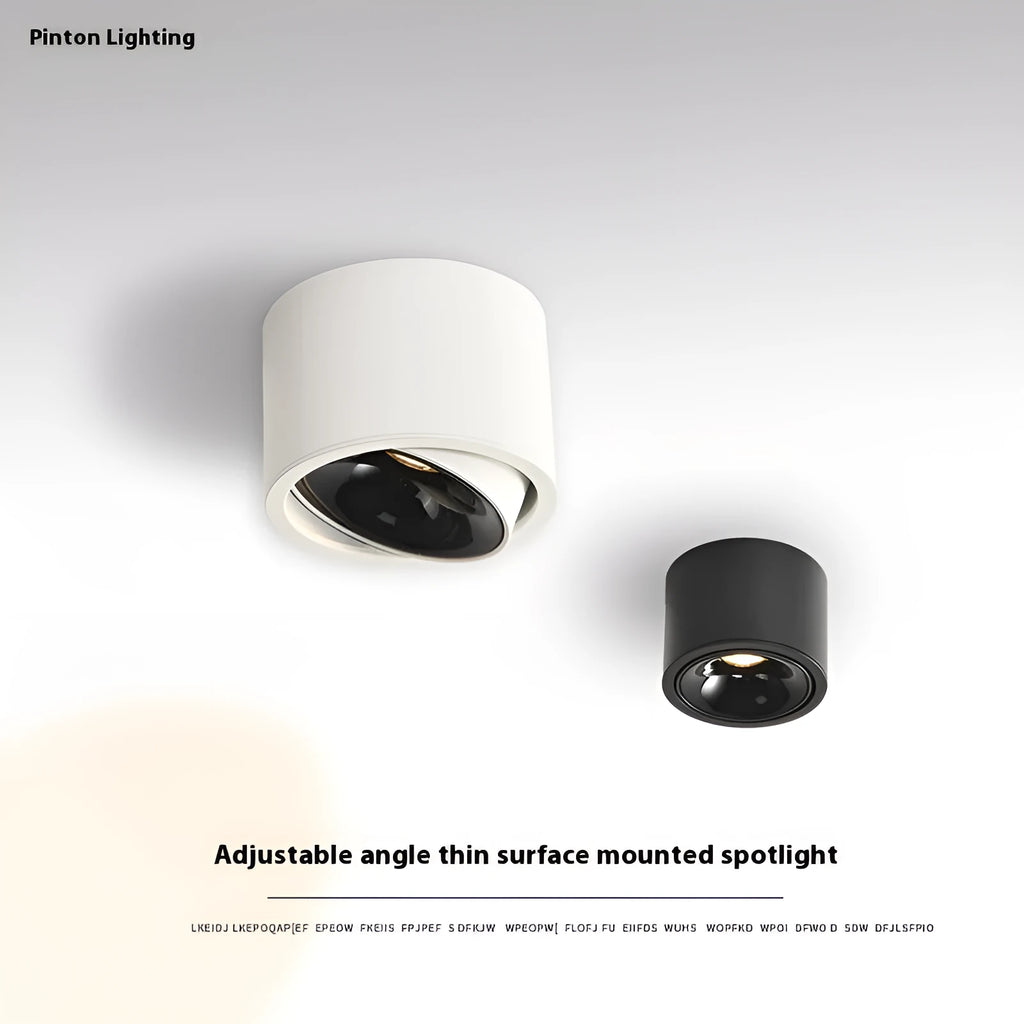 Round surface-mounted adjustable ultra-thin spotlight ceiling light with aluminium shell