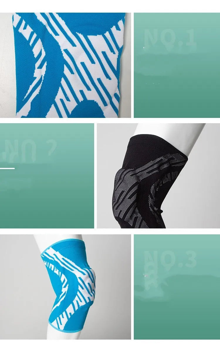 Black and blue basketball knee pads for men with kneecap protection