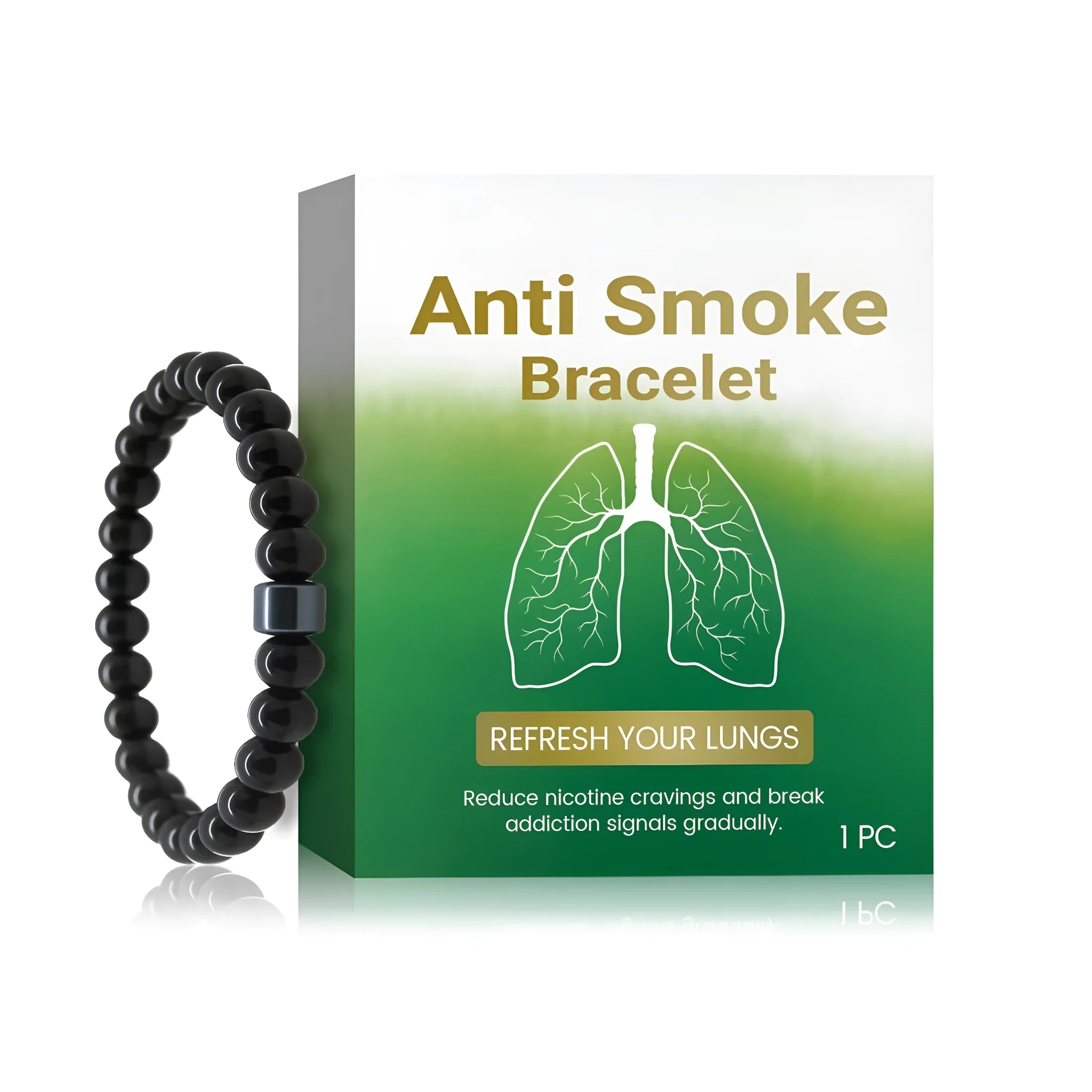 Men's glass and black gallstone smoke prevention bracelet traditional wellness accessory
