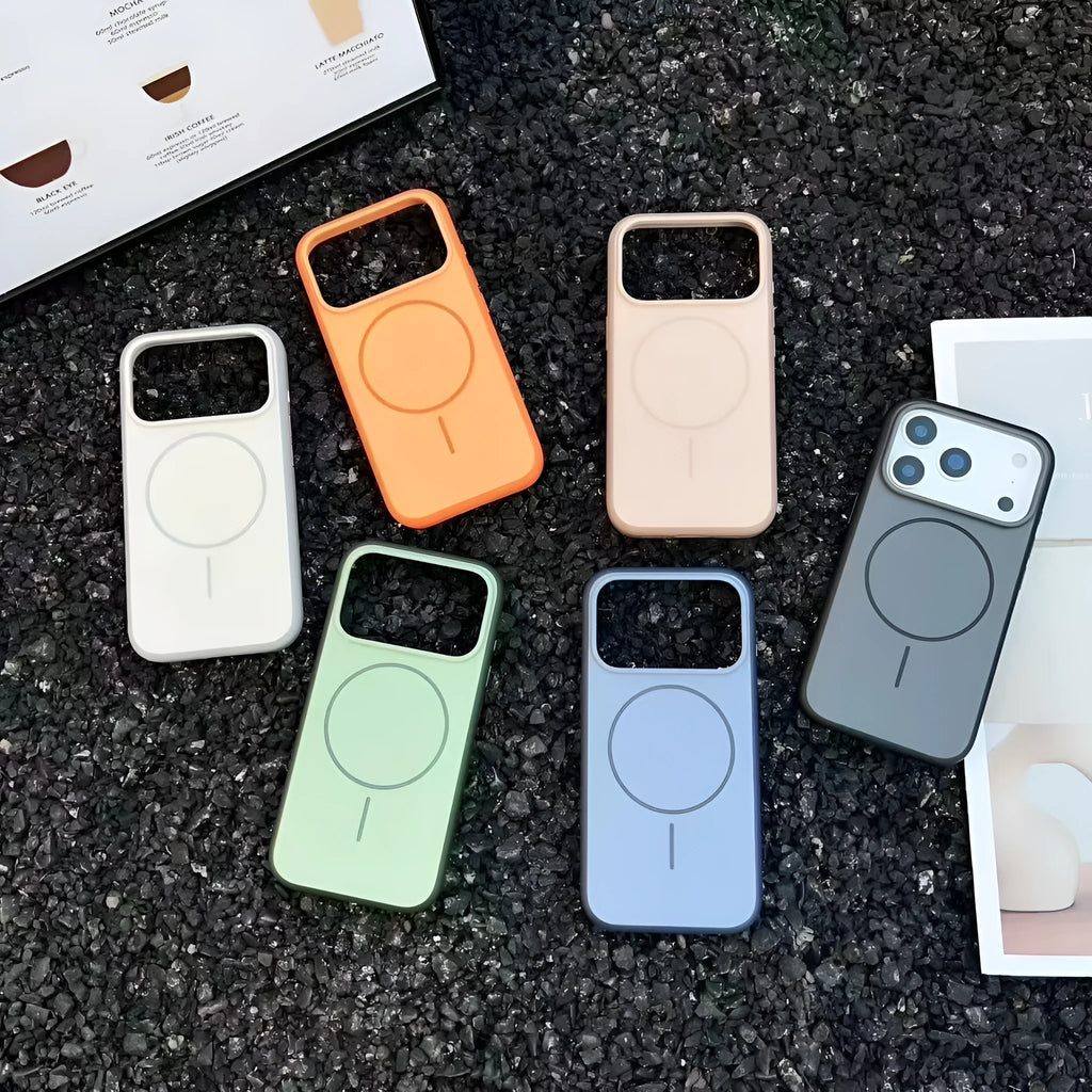 Blue magnetic iPhone case with frost texture for iPhone 16 Pro Max with AI photography button compatibility