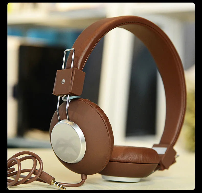 Wired head-mounted sports earphones with microphone in multiple colour options