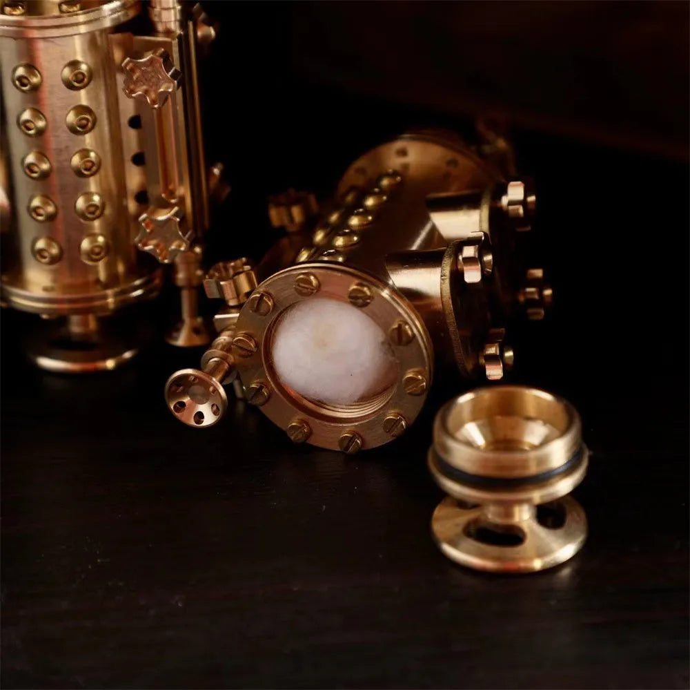 All copper handmade mechanical punk kerosene lighter with brass colour and shaft even format