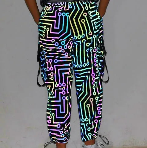 Men and women colorful reflective hooded polyester dance jacket in black with straight hem