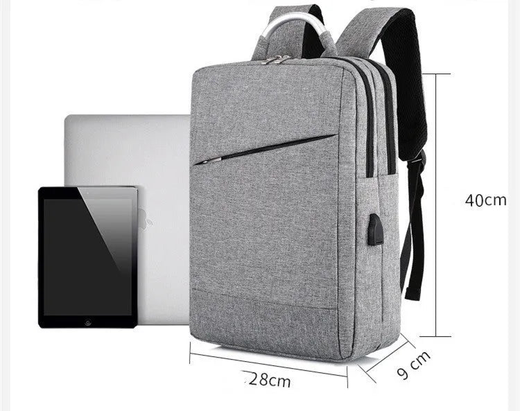 Men's fashion casual rechargeable multifunctional backpack 16-inch USB charging anti-theft business travel bag in grey