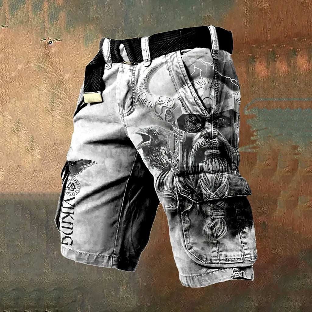 Man wearing 3D digitally printed polyester shorts with a zipper, showing colour option DZ198581