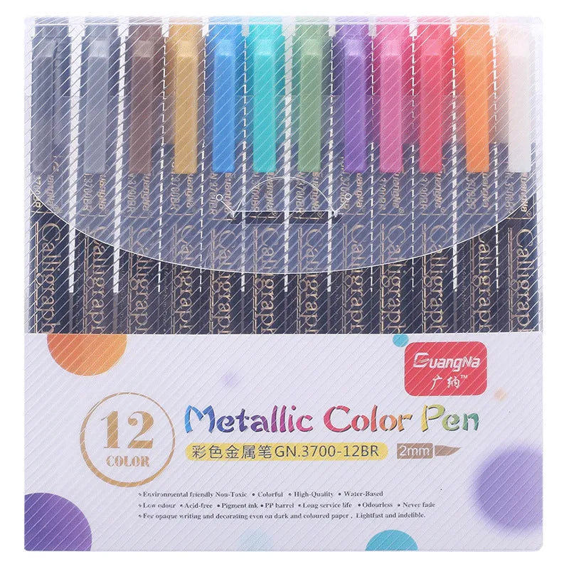 Black colouring pen set in a box for use on card albums and metal surfaces.