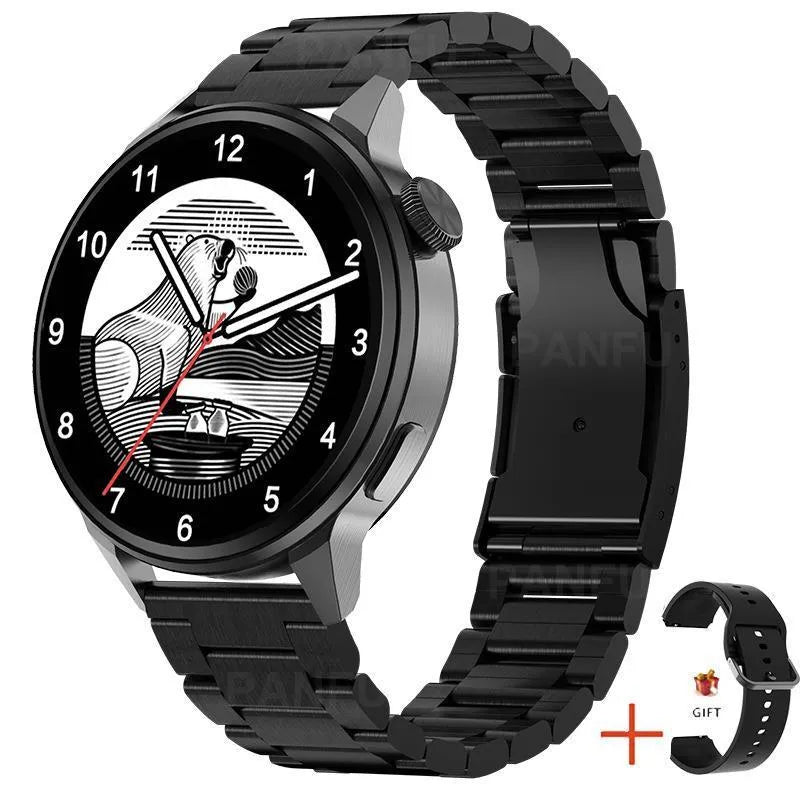 Fashionable smartwatch with Bluetooth calling and wireless charging on wrist showing 1.36-inch TFT screen