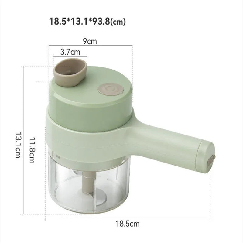 Wireless electric garlic masher, plastic vegetable chopper with slicer combo and Type-C cable