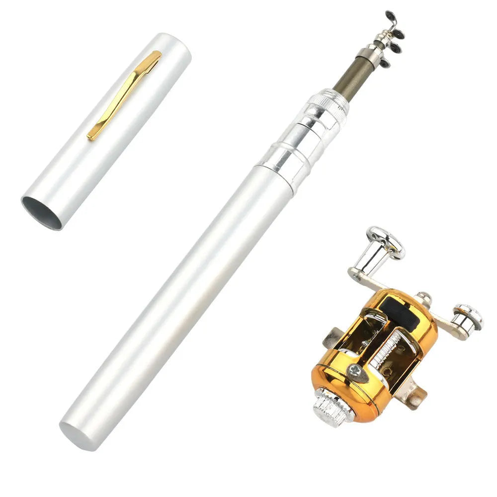 Portable telescopic fishing rod kit collapsed to 20.5cm with aluminium case and ST5RL plastic reel