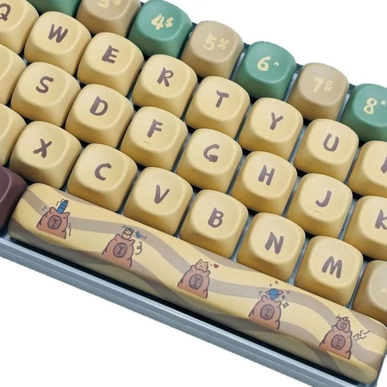 Capabala PBT Girl MOA Height profile 130-key ABS plastic mechanical keyboard keycap set laid out.