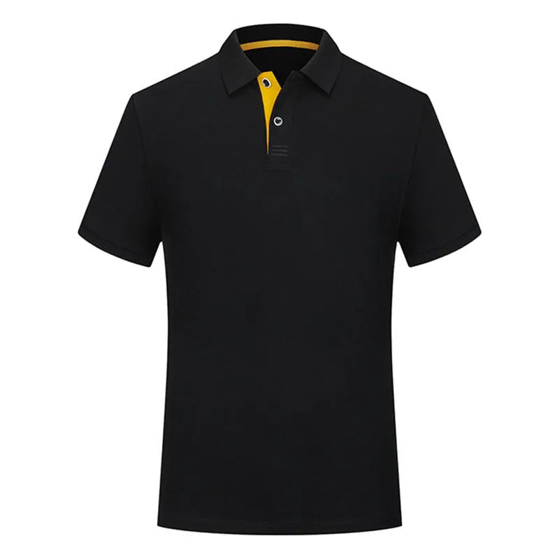 Solid colour cotton polo collar casual T-shirt with short sleeves in white, red, grey, black and other colours, sizes S to 4XL
