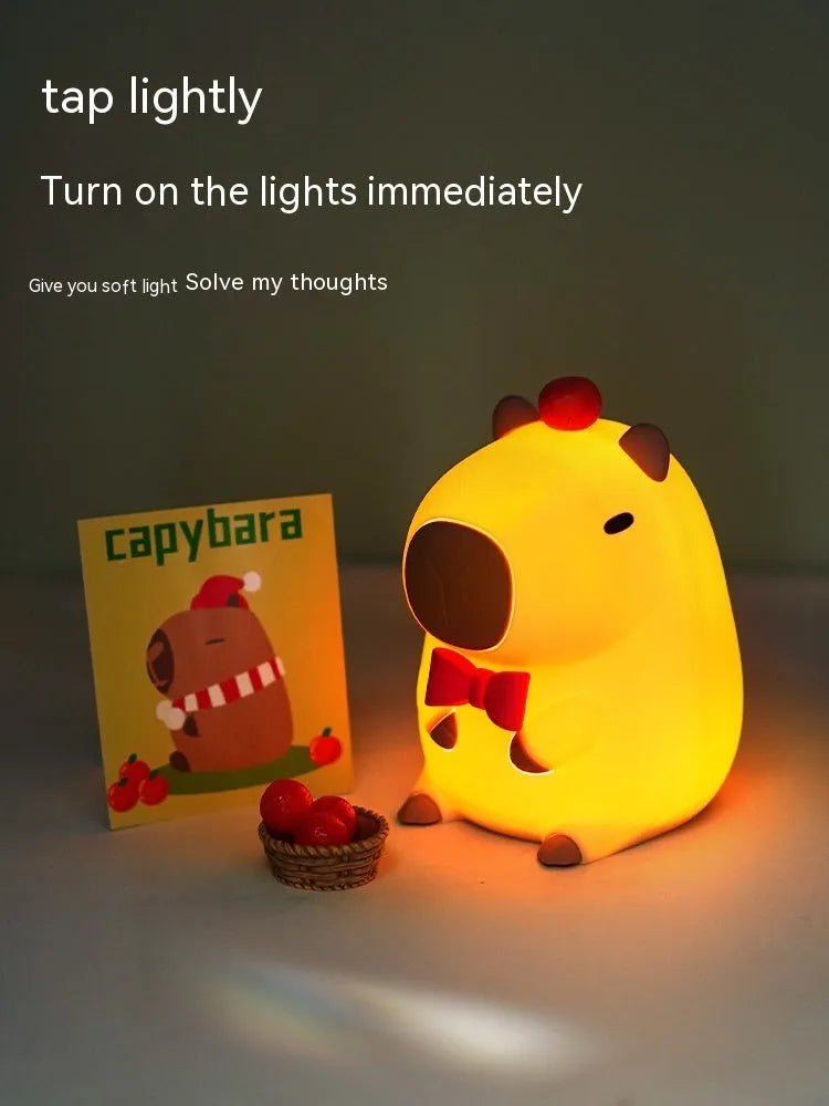 Capybara small night lamp decorative light with USB cable for charging
