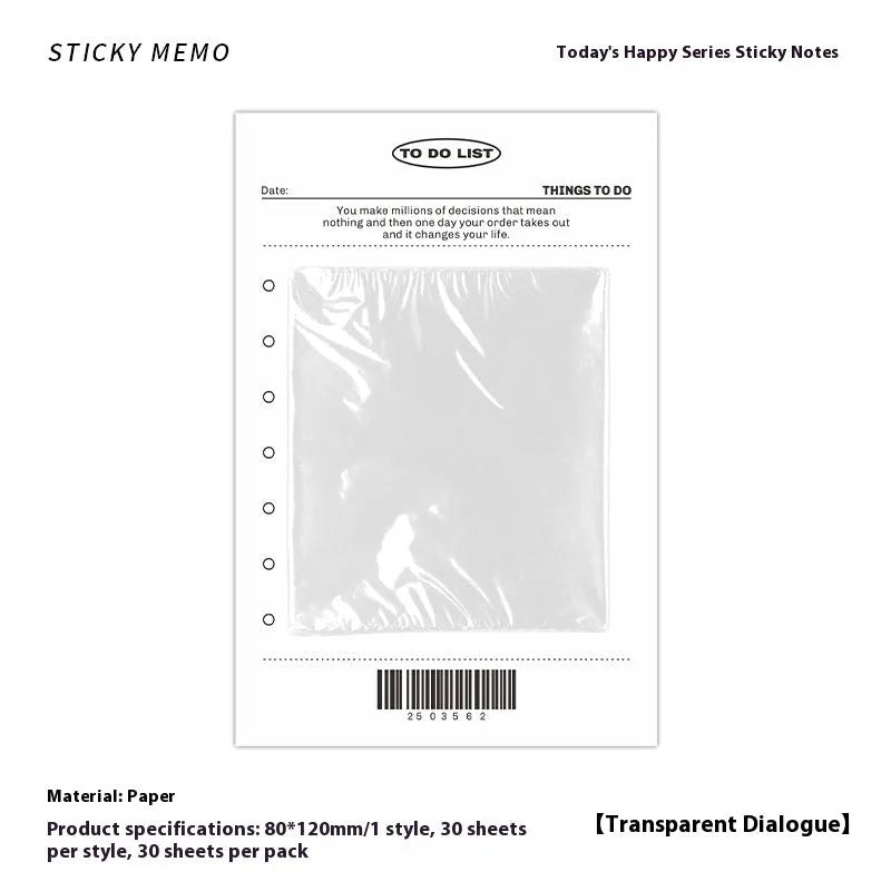 Happy Series non-adhesive message sticky notes pad in one of four colour options, showing 30 tear-off pages.