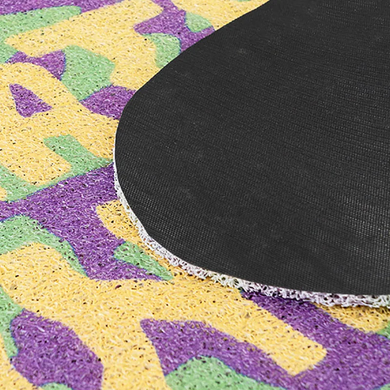 Creative irregular chessboard PVC bathroom mat 50x60cm non-slip floor mat in purple and green household use