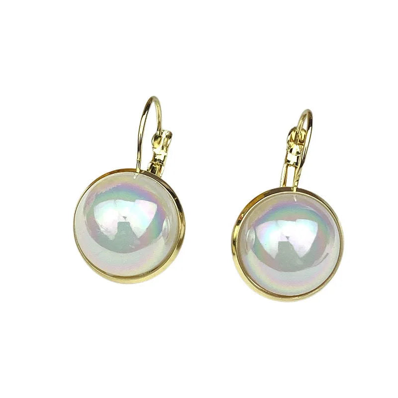 Colourful mermaid finish geometric ear clips with Korean style design and anti-lost clip mechanism