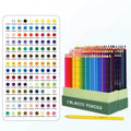 Boxed set of 72 colour pencils for art students and beginners, showing range of colours.