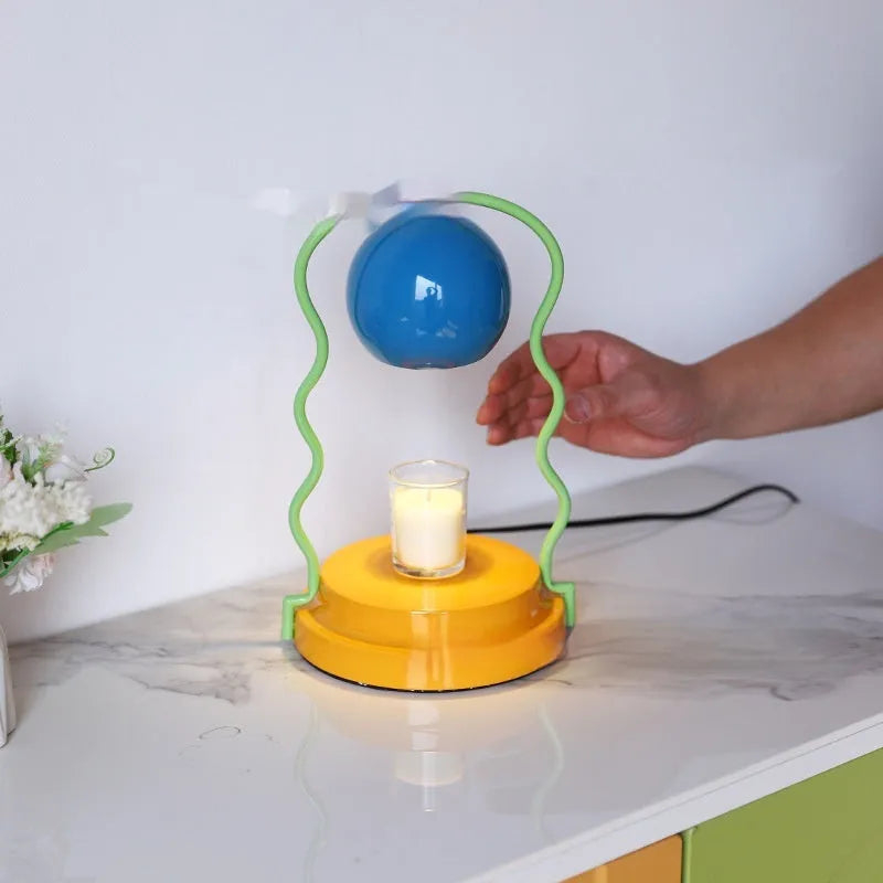 Creative fire-free smoke-free iron fragrance lamp 27.5cm yellow finish with fragrance tray