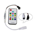Magic Color LED light controller with 5-24V rating, plastic body, and choice of USB or DC plug and 14, 17 or 21 key remote
