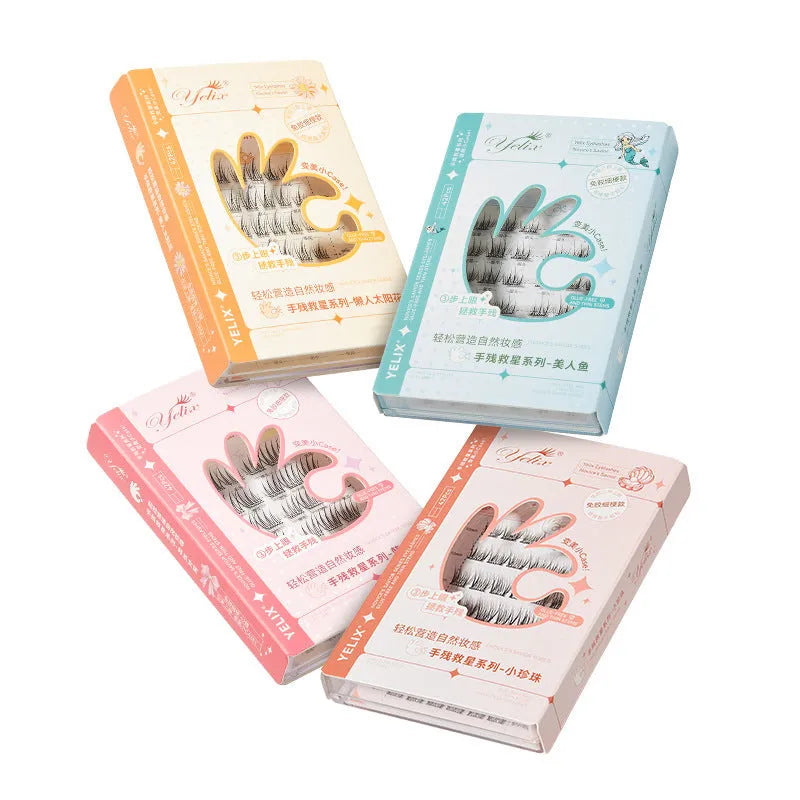 Glue-free self-adhesive false eyelashes with high-grade fiber, 0.07C diameter, sunflower design