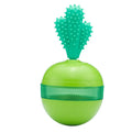 Blue and green durable rubber interactive treat dispensing dog puzzle ball for medium large breeds
