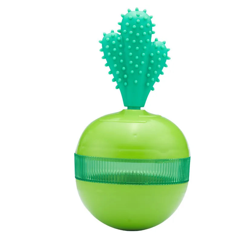 Blue and green durable rubber interactive treat dispensing dog puzzle ball for medium large breeds