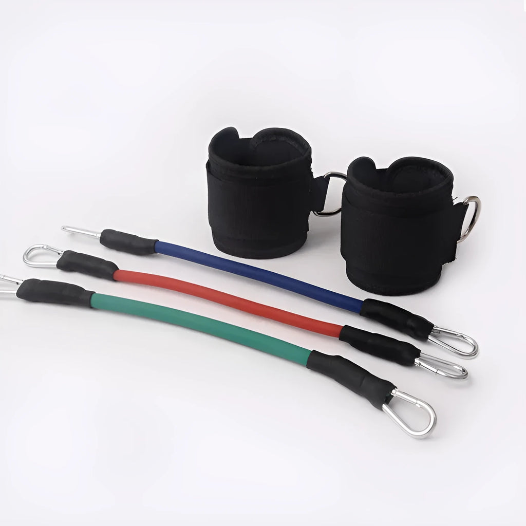 Black taekwondo training pull rope set for explosive leg strength development and kicking resistance