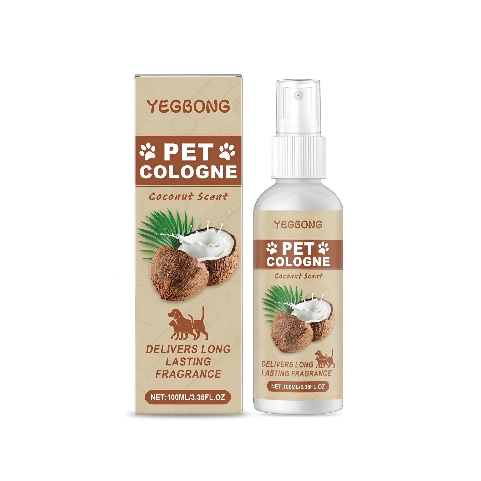 100ml bottle of coconut-scented pet deodorant spray with oat extract for fabrics.