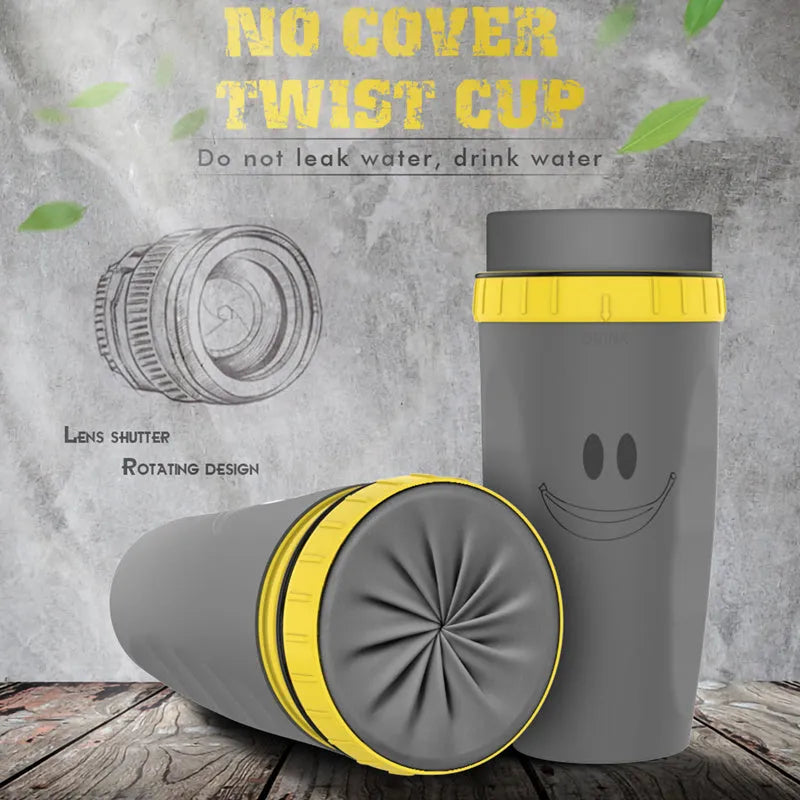 Twist-top double-walled insulated travel cup with cartoon design and silicone seal, 300ml capacity