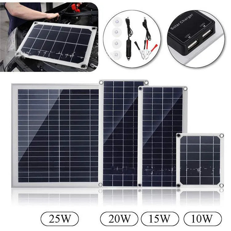 Polycrystalline silicon solar panel with dual USB charging ports for outdoor device power